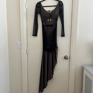 Y2K 90s Women Whimsigoth Gothic Gown Babydoll Bodycon Fairy Grunge Black Size S.